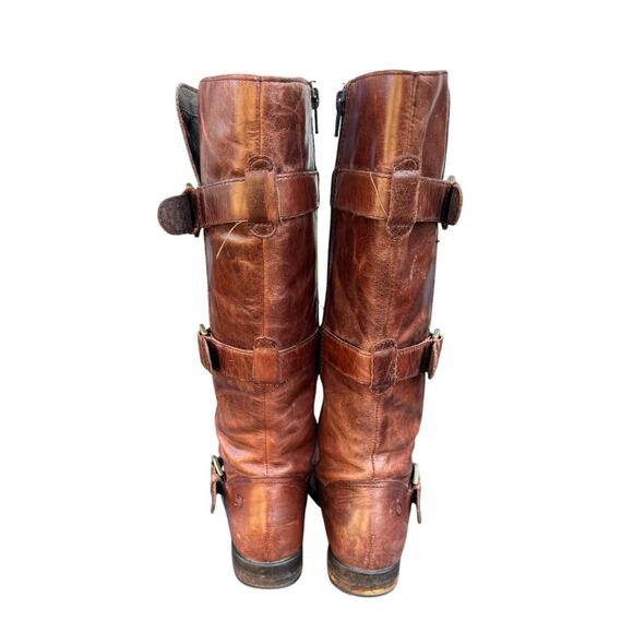 Born B.O.C. Tall Brown Leather Riding Boots Zip Side Women’s 6.5 Buckle - Picture 2 of 5